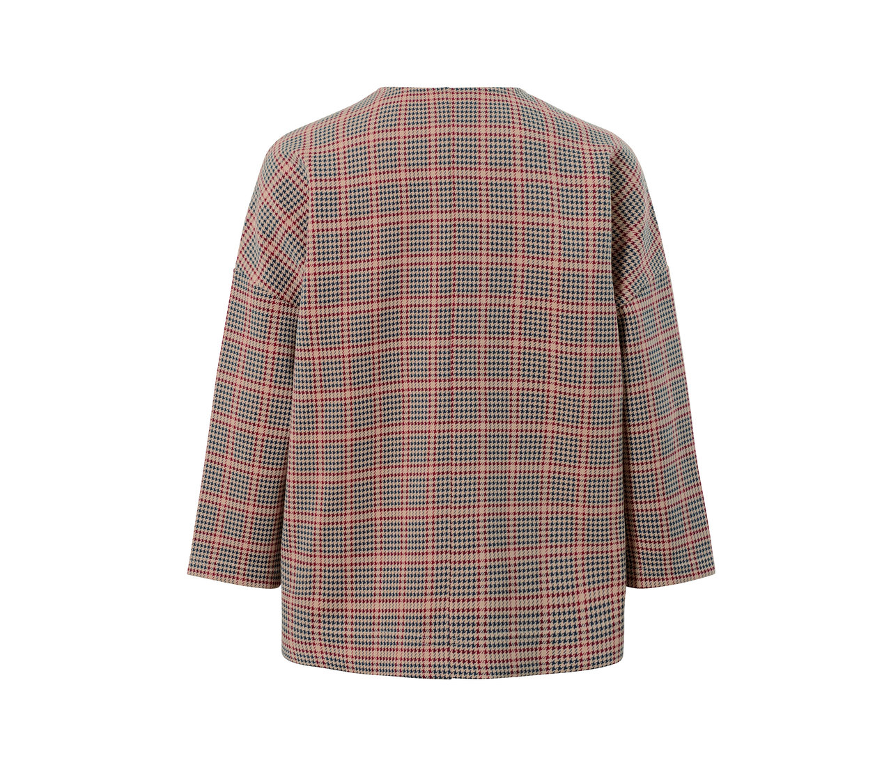 Détail d'un sweatshirt manches 3/4, pied de poule.