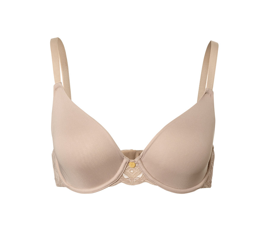 Soutien-gorge à armatures beige.