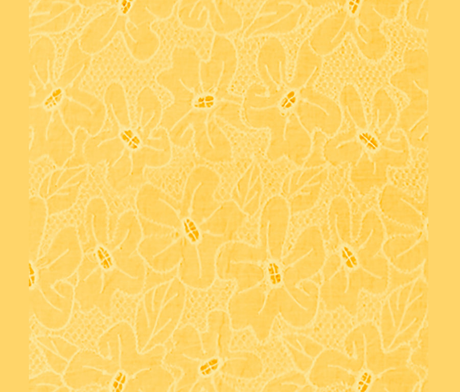 Gros plan sur une blouse à broderie jaune.