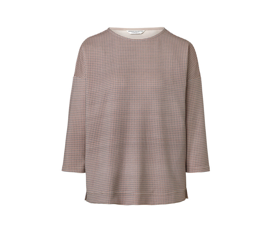 Sweat-shirt à carreaux à manches longues.