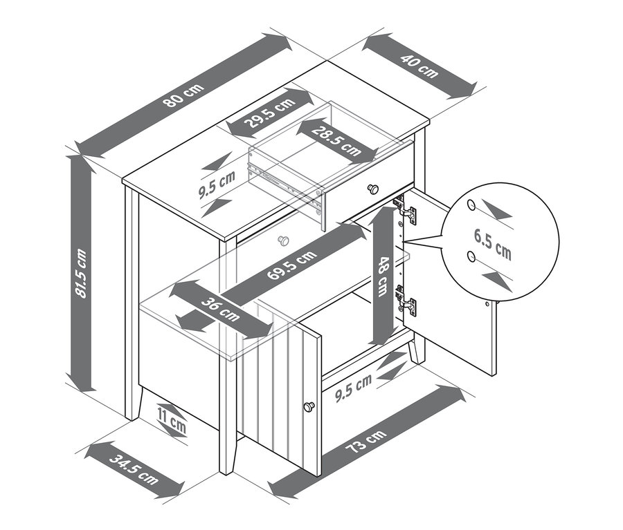Dimensions du buffet.