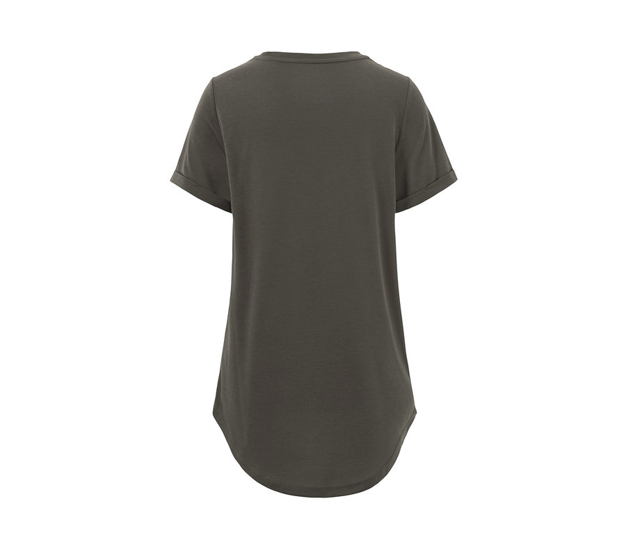 Vue arrière du t-shirt long vert olive.