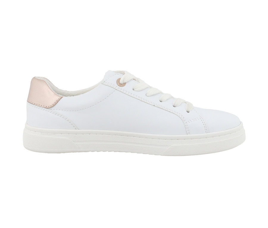 Baskets blanches Tom Tailor en PU avec des détails blanc-doré.