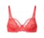 Soutien-gorge à armatures rouge avec de la dentelle.