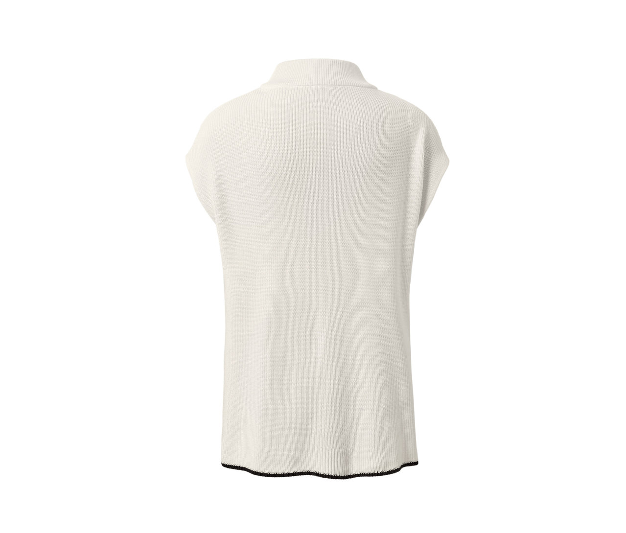 Vue arrière d'un pull sans manches en maille.