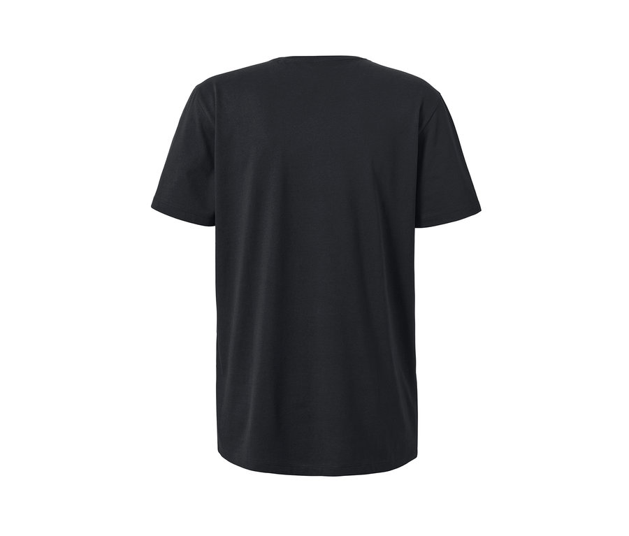 Vue détaillée de 2 t-shirts noirs à encolure en V.