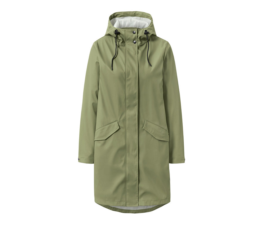 Parka de pluie « ciré » vert avec capuche.
