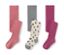 3 collants pour enfant, rose, gris, rose baies - 1x rose foncé, 1x gris chiné avec motif de chien, 1x cassis