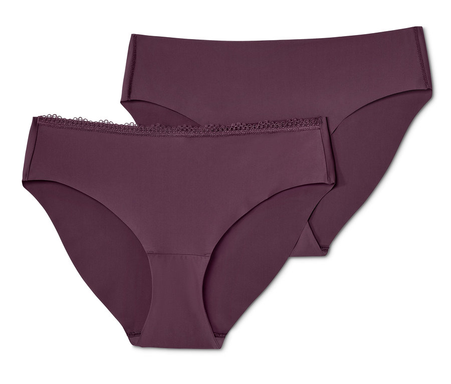 Deux slips Magic Cut aubergine.