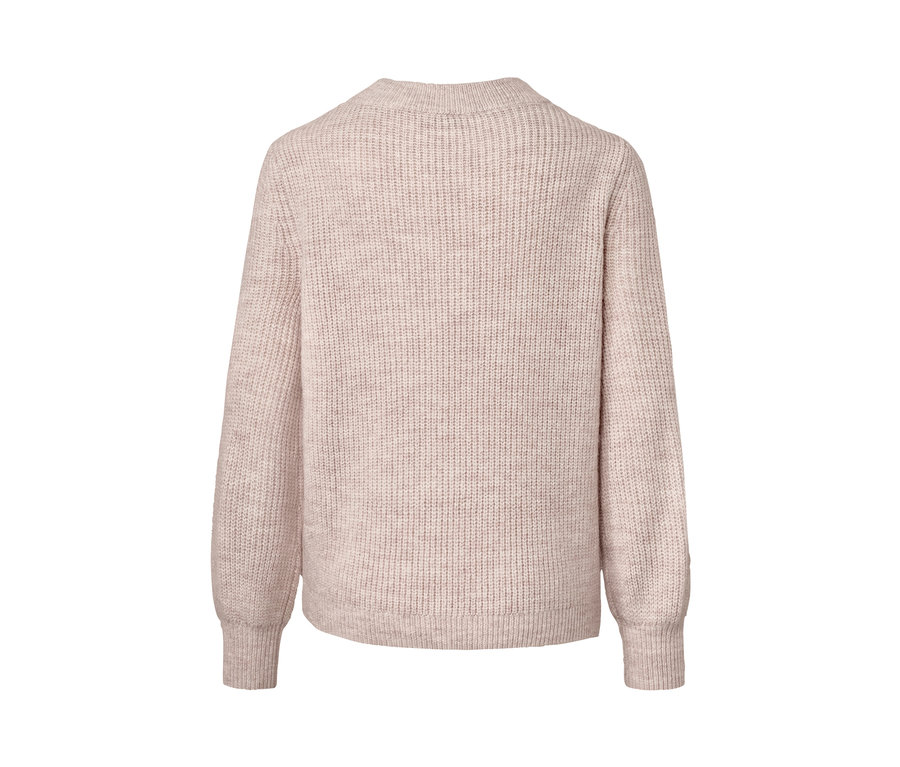 Vue arrière d'un pull en grosse maille à motif torsadé.
