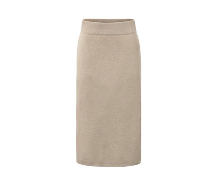 Jupe tricotée beige.
