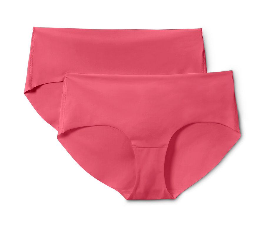 Deux culottes rouge corail Magic Cut l'une sur l'autre.