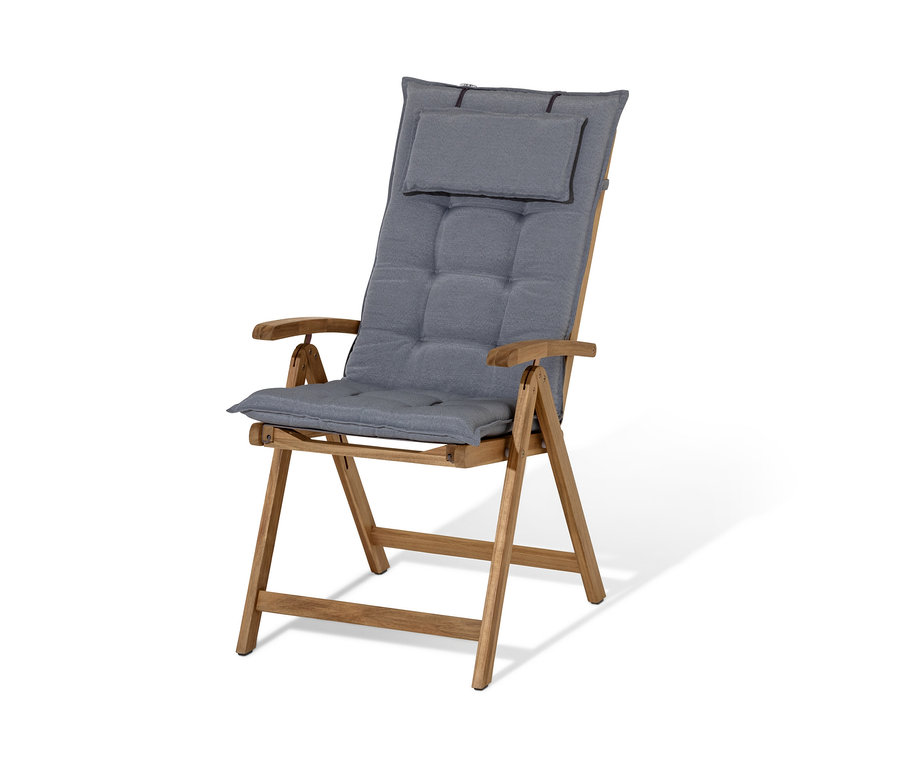 Chaise à dossier haut « Lenja » réglable en bois et textile.