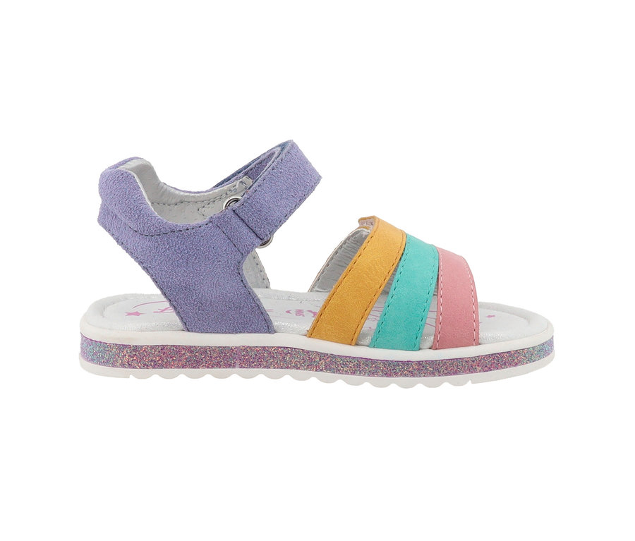 Vue détaillée d'une sandale Lurchi multicolore.