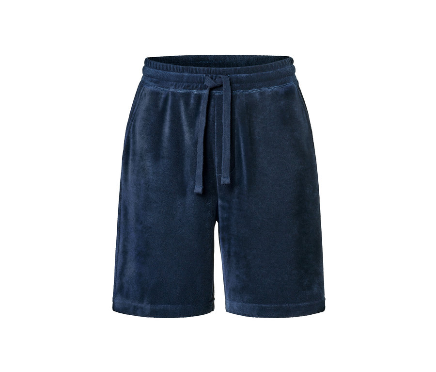 Short en tissu éponge bleu.