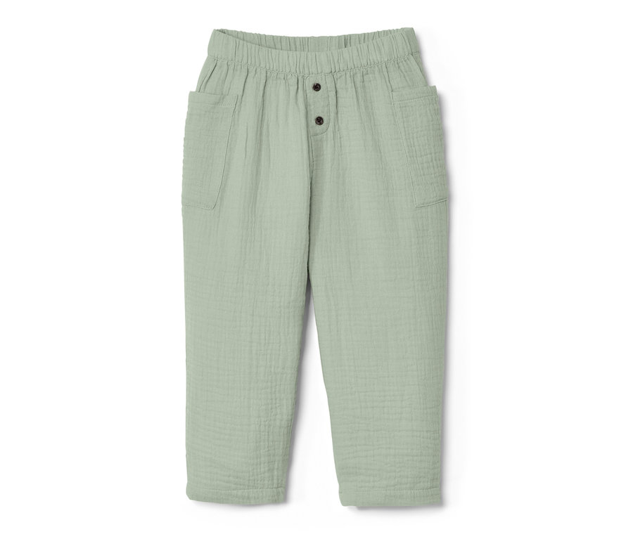 Pantalon premium pour enfant de couleur claire avec boutons et poches.