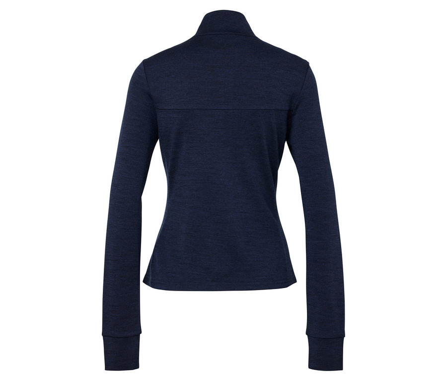 Veste de survêtement à manches longues bleu foncé pour femme, vue de dos.
