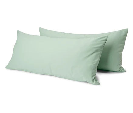 Deux taies d’oreiller en microfibre vertes, env. 80 x 40 cm.