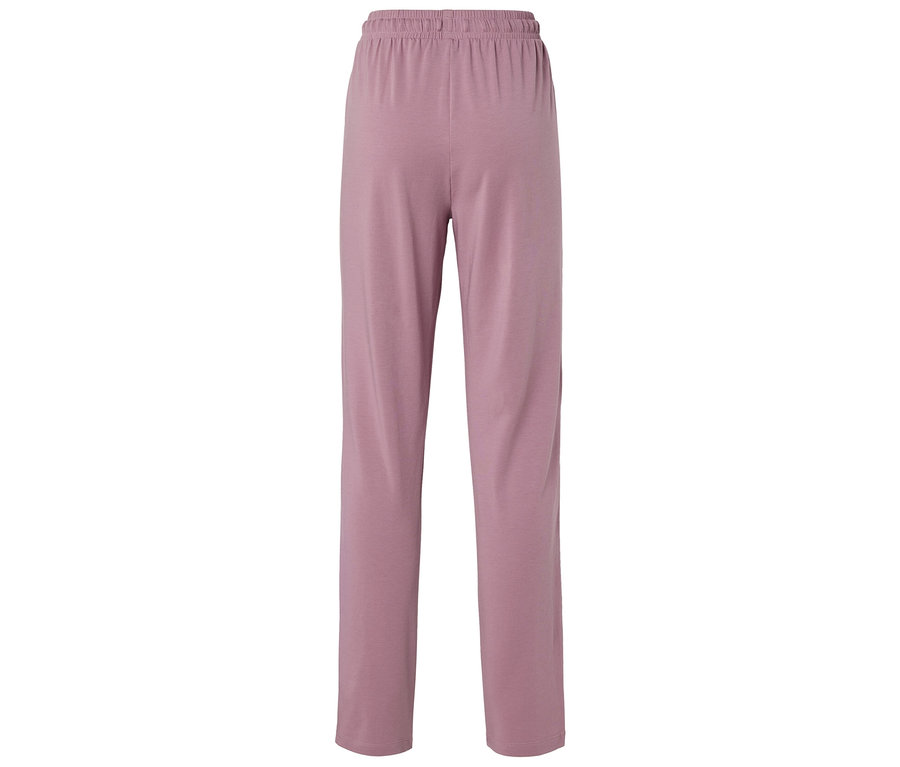 Vue arrière d'un pantalon violet clair avec une taille élastique.