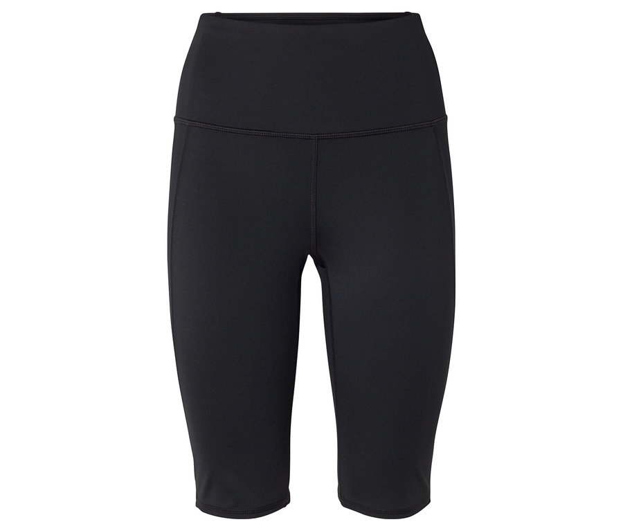 Legging noir arrivant au genou sur fond blanc.