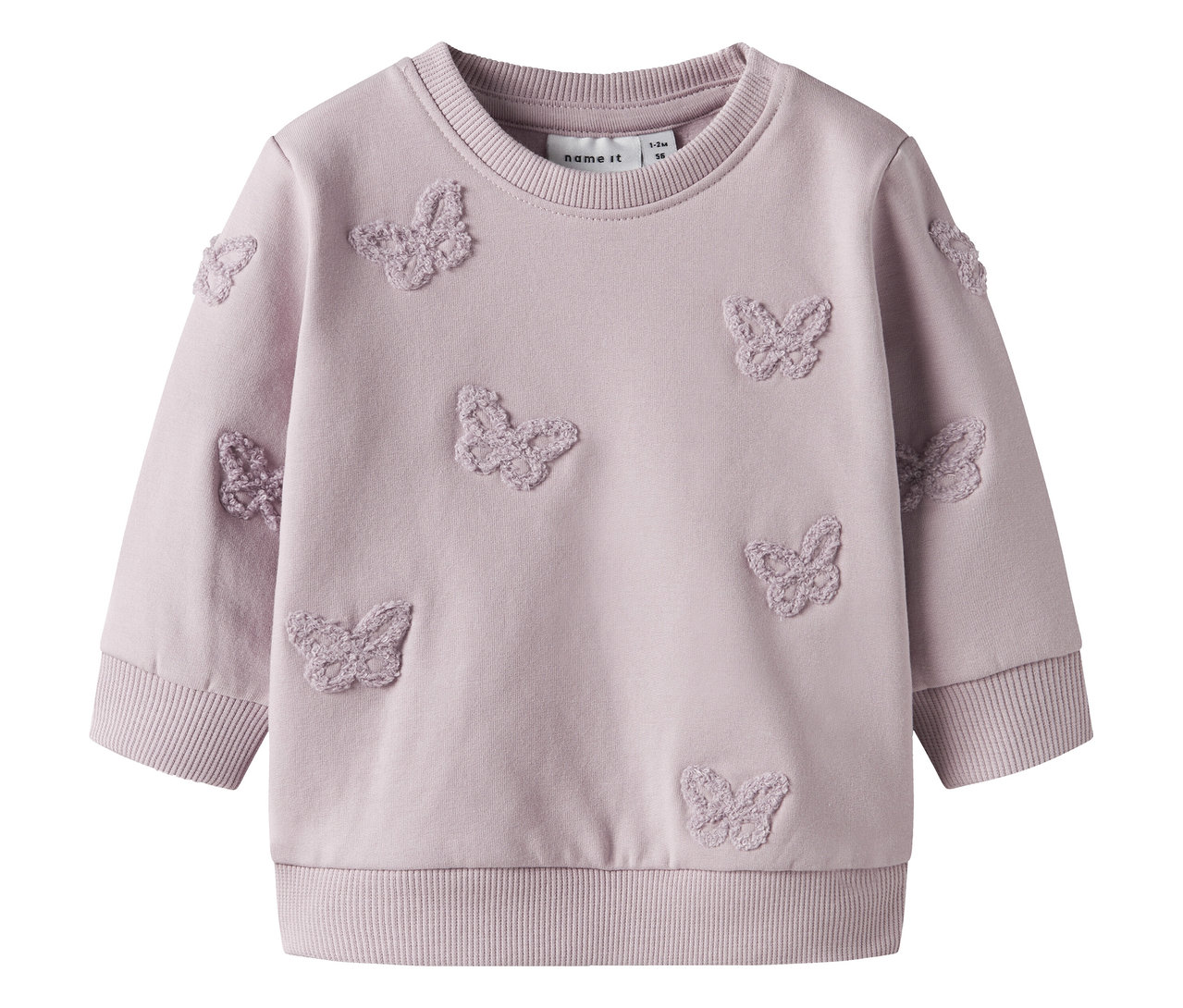 Sweat-shirt lilas pour bébé NAME IT avec des papillons.