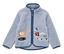 Veste polaire bleu clair zippée avec des appliqués de pelleteuse et de camion.