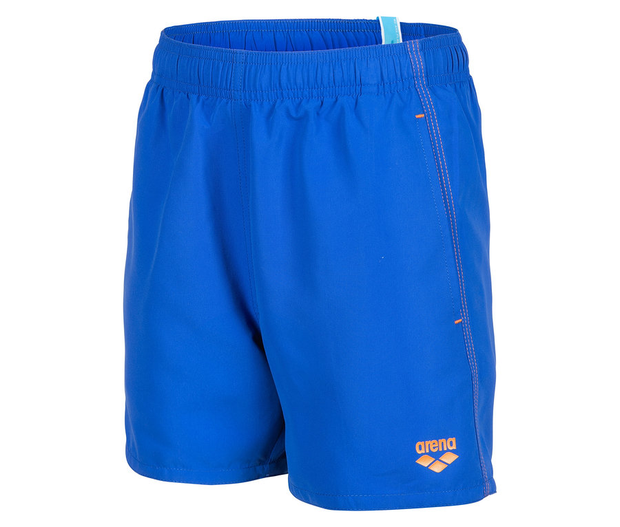 Short de bain bleu avec logo Arena orange.