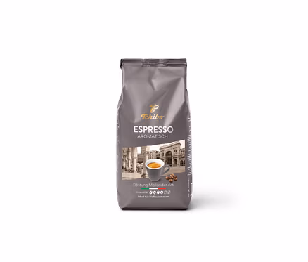 Paquet gris d'expresso aromatique en grains – 1 kg.