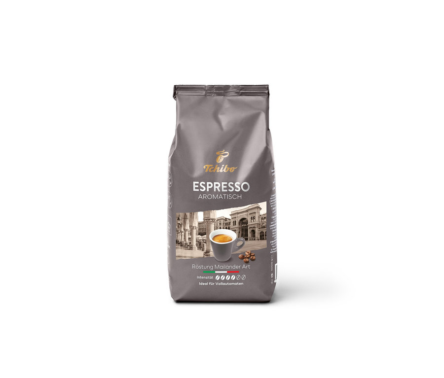 Paquet gris d'expresso aromatique en grains – 1 kg.