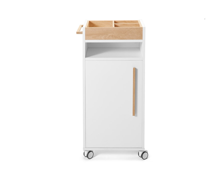 Chariot d’appoint pour salle de bains «Eklund» blanc avec tiroir et porte.