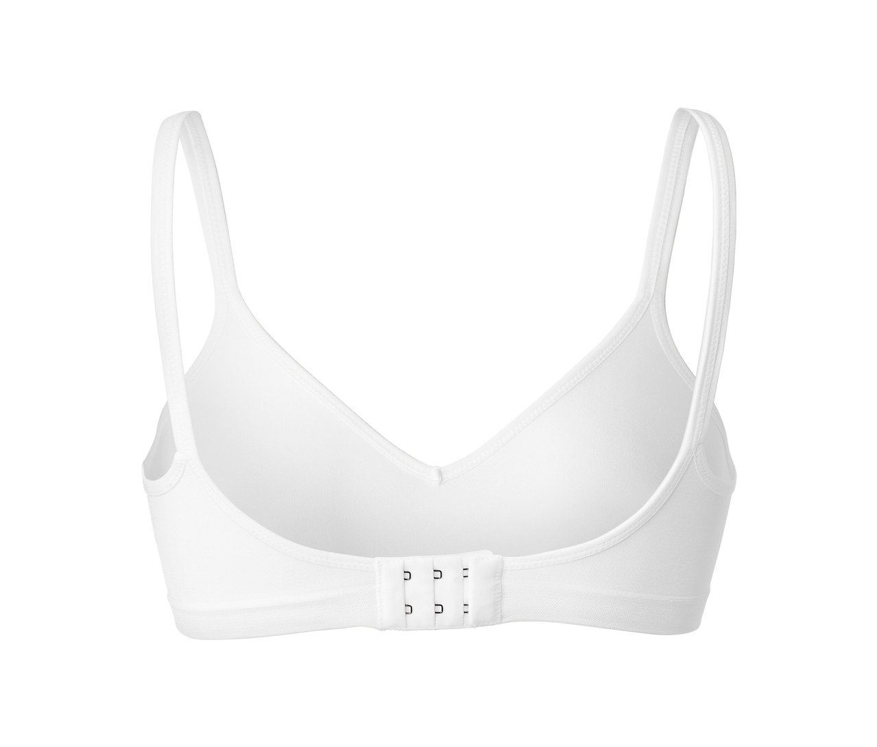 Gros plan d'un soutien-gorge souple sans coutures blanc.
