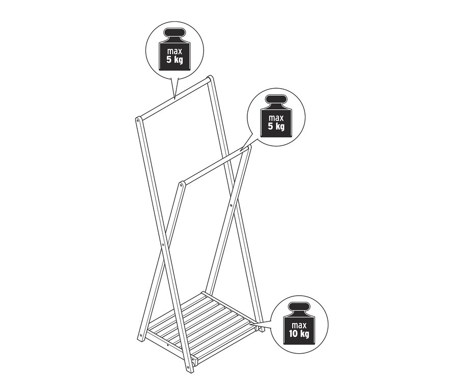 Illustration d'un portant à vêtements pliable.