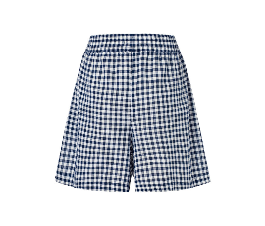 Short tissé à carreaux avec taille élastique.