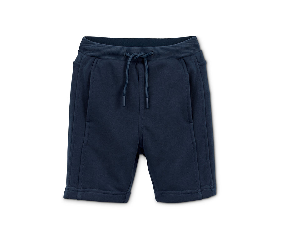 Short molletonné bleu marine avec taille élastique et cordon de serrage.