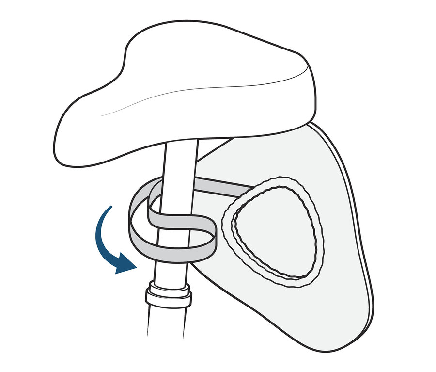 Schéma d'une selle de vélo avec une housse.