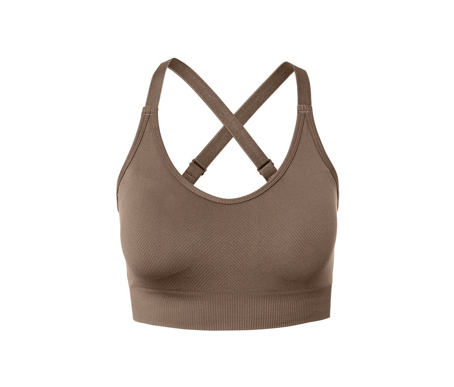 Brassière de sport sans coutures marron.