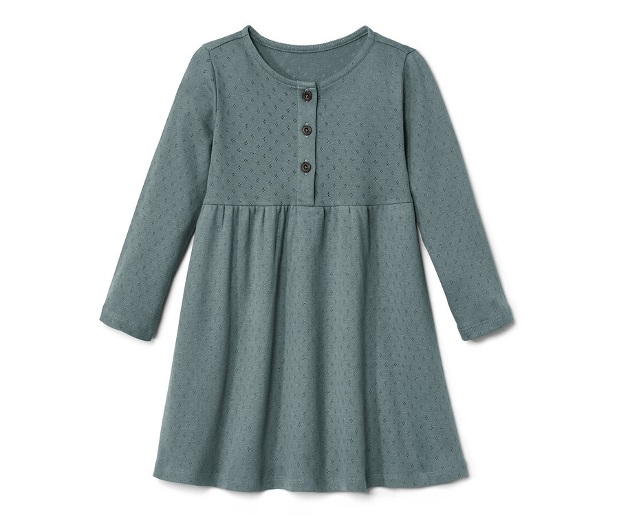 Robe bleu pour tout-petits à manches longues et boutons.