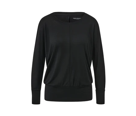 T-shirt de sport et de yoga noir à manches longues.