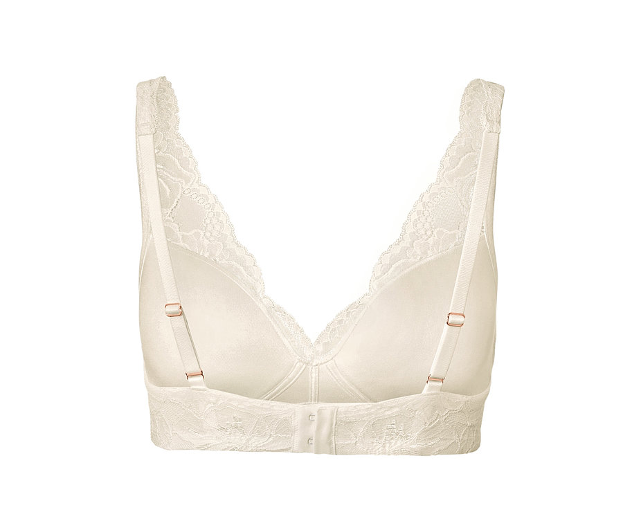Vue détaillée de l'arrière d'un soutien-gorge à coques souples crème.