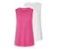 Deux tops de sport, un fuchsia et un blanc.