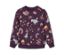 Sweat-shirt violet pour enfant avec imprimé intégral de licornes, d'étoiles et d'arcs-en-ciel.