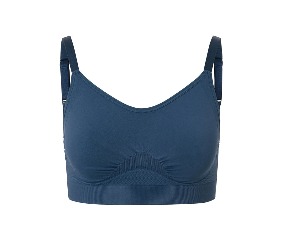 Gros plan sur un soutien-gorge de sport Seamless bleu d'un ensemble de 2.