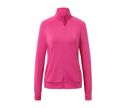 Détail d'une veste fonctionnelle fuchsia.