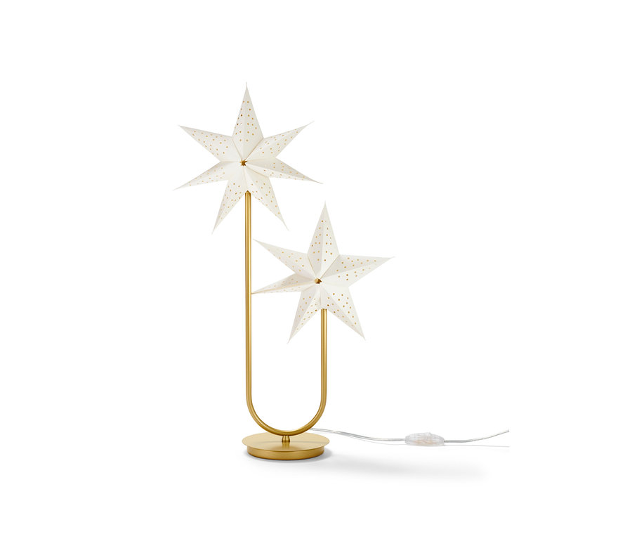 Éclairage décoratif à LED « étoiles » sur un socle doré.