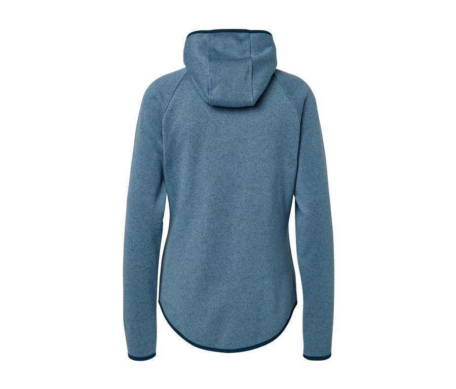 Veste en polaire tricotée bleu foncé vue de dos.