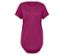 T-shirt violet à manches courtes et encolure ras du cou.