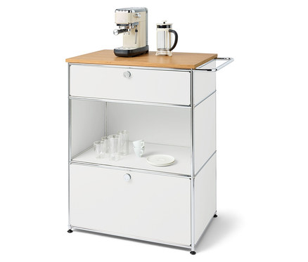 Commode à café en métal « CN3 » avec 2 tiroirs, blanc