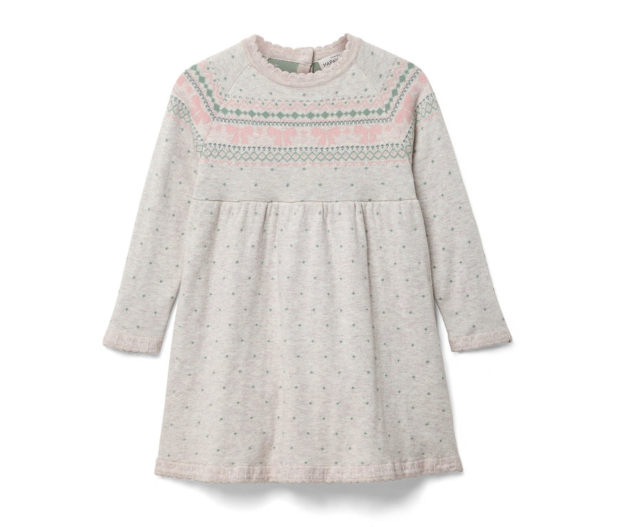 Robe grise à manches longues avec motif sur la poitrine.