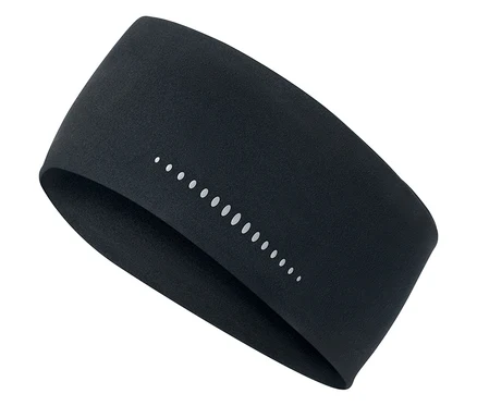 Bandeau de sport noir avec des points réfléchissants sur fond blanc.