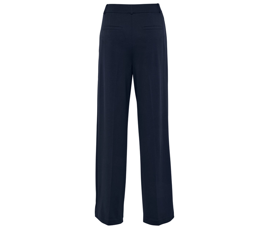 Vue arrière d'un pantalon large bleu foncé.